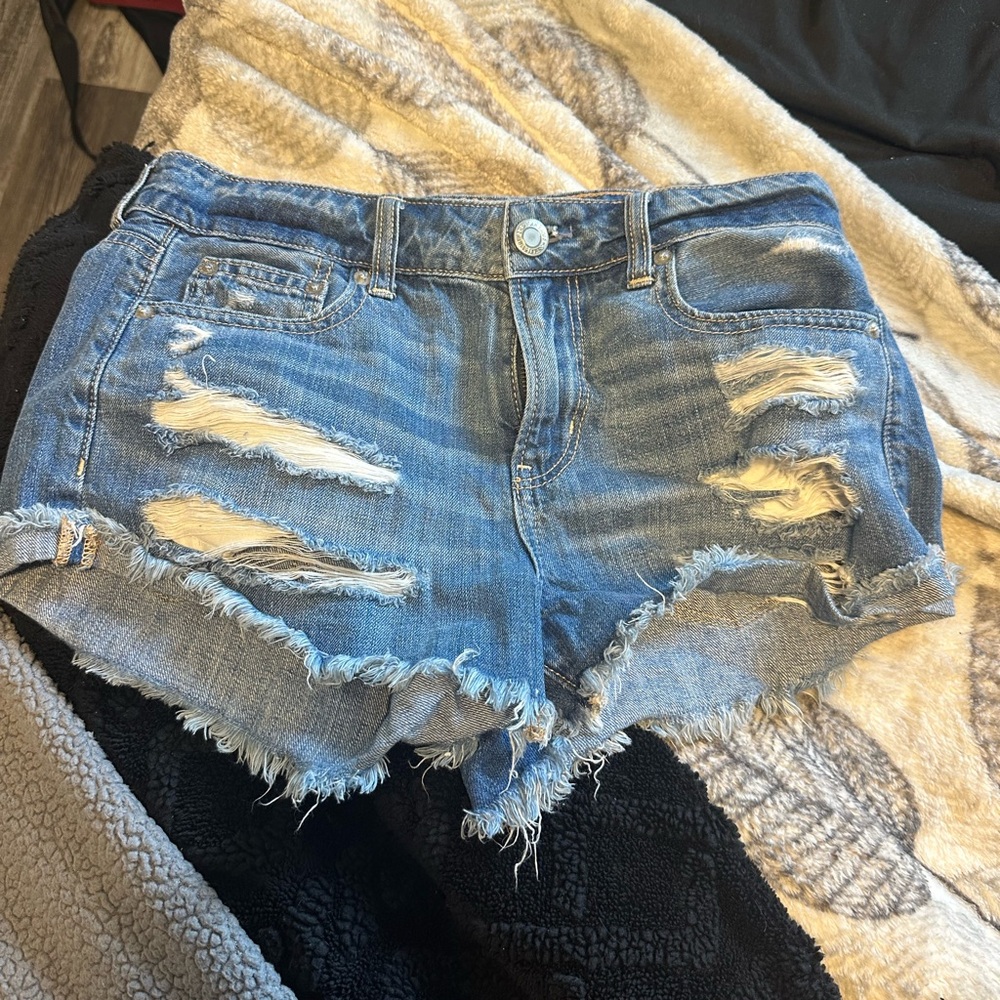 Distressed Blue Denim Shorts
